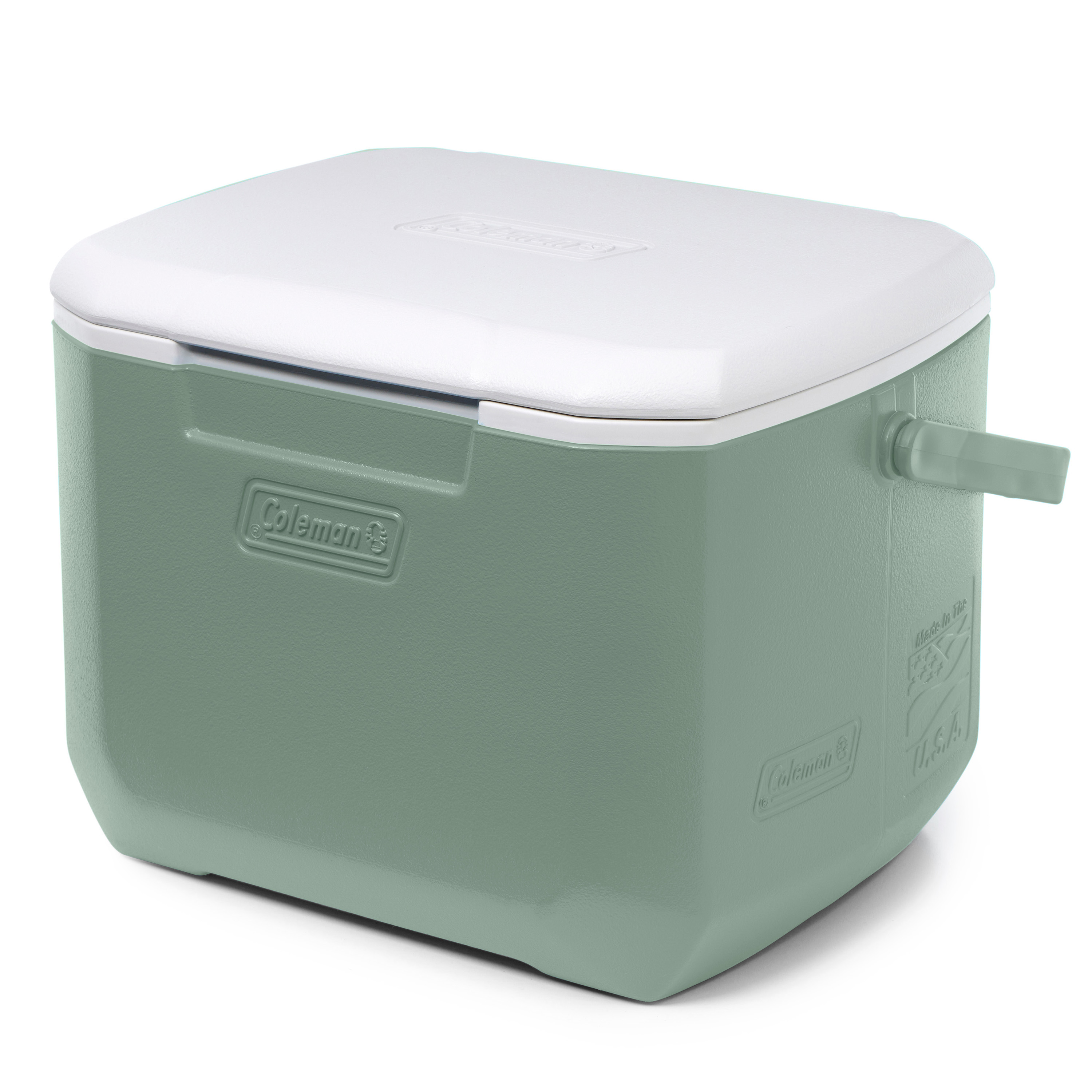 green coleman cooler with wheels