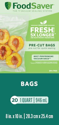 FoodSaver Pre-Cut Quart Vacuum Seal Bags, 20 Count