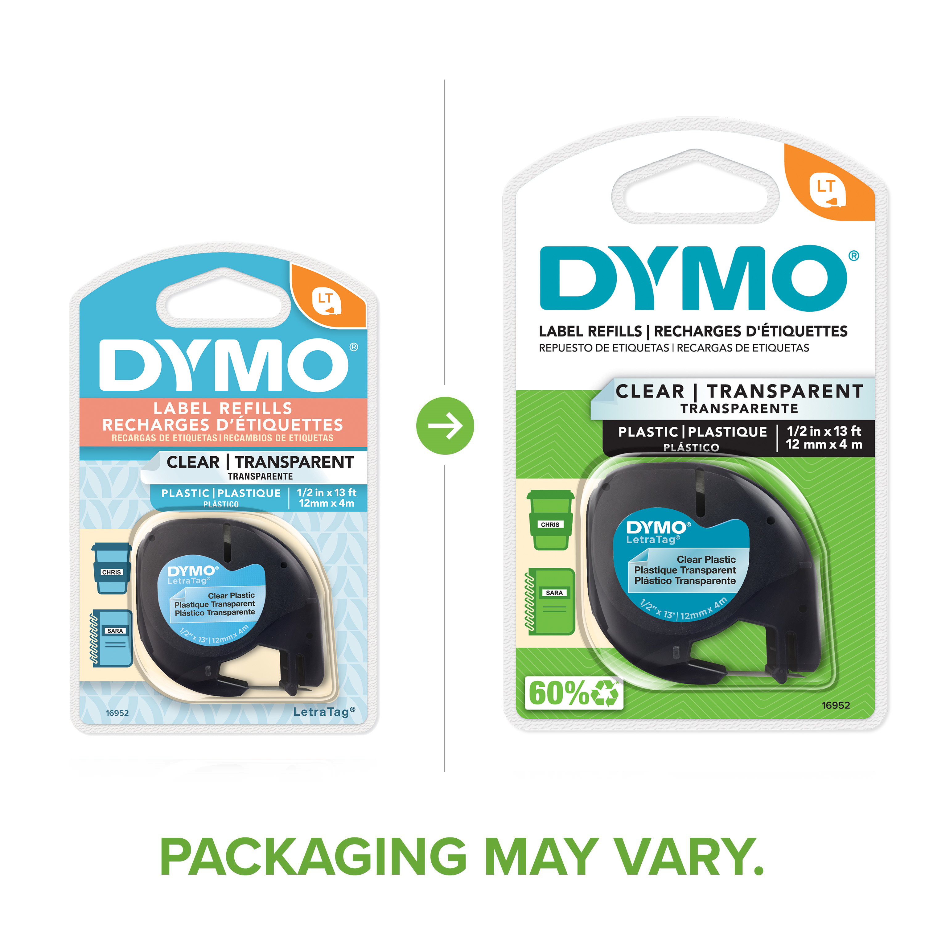 GREENCYCLE Compatible DYMO LetraTag Refills 91330 91331 91332 91333 91334 91335 Label Tape 12mm X 4m 1 2 Inch X 13 Feet Combo 6 Pack Set Compatible D