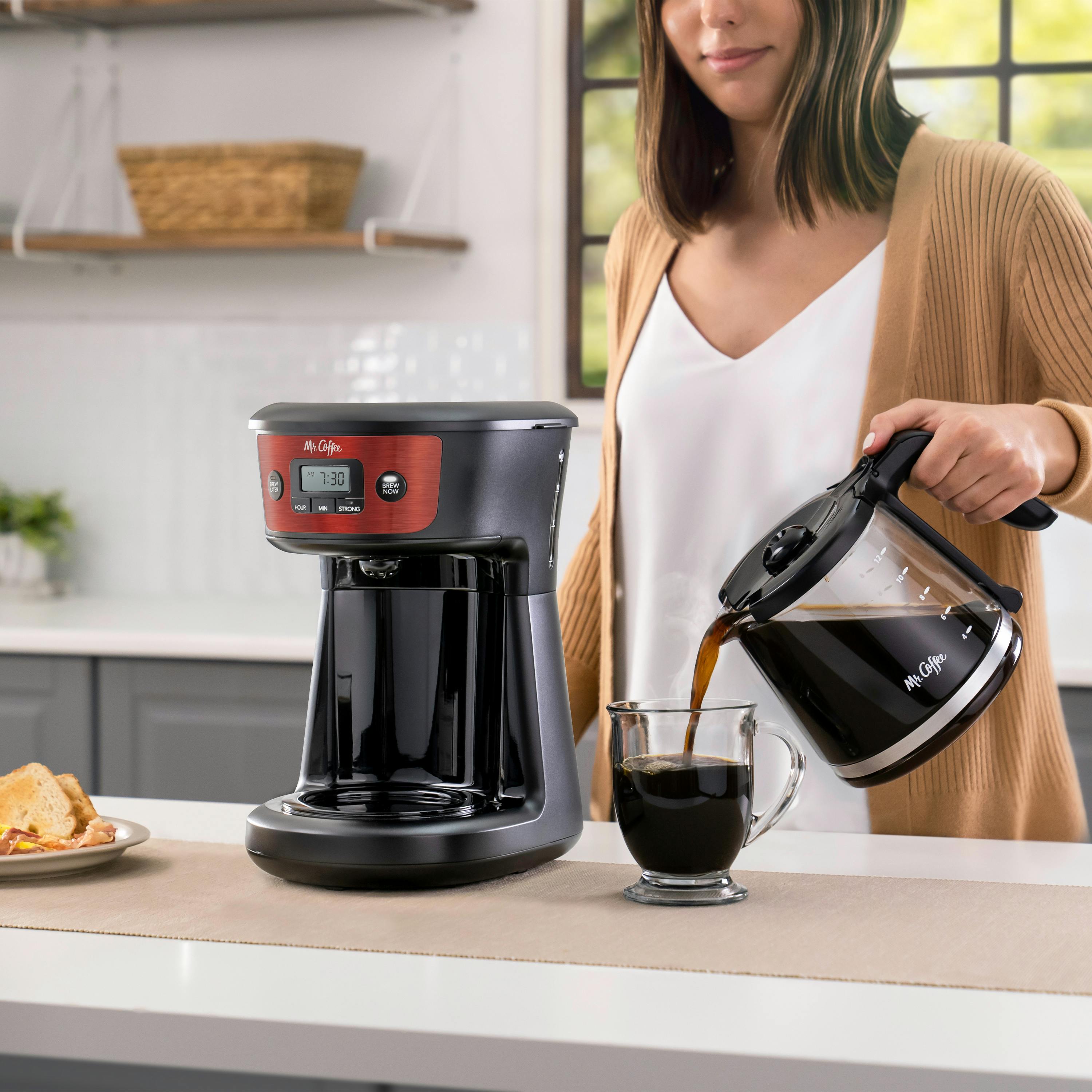 Brewed Coffee Red Programmable Coffee Maker Maker 5-cup Coffee 12