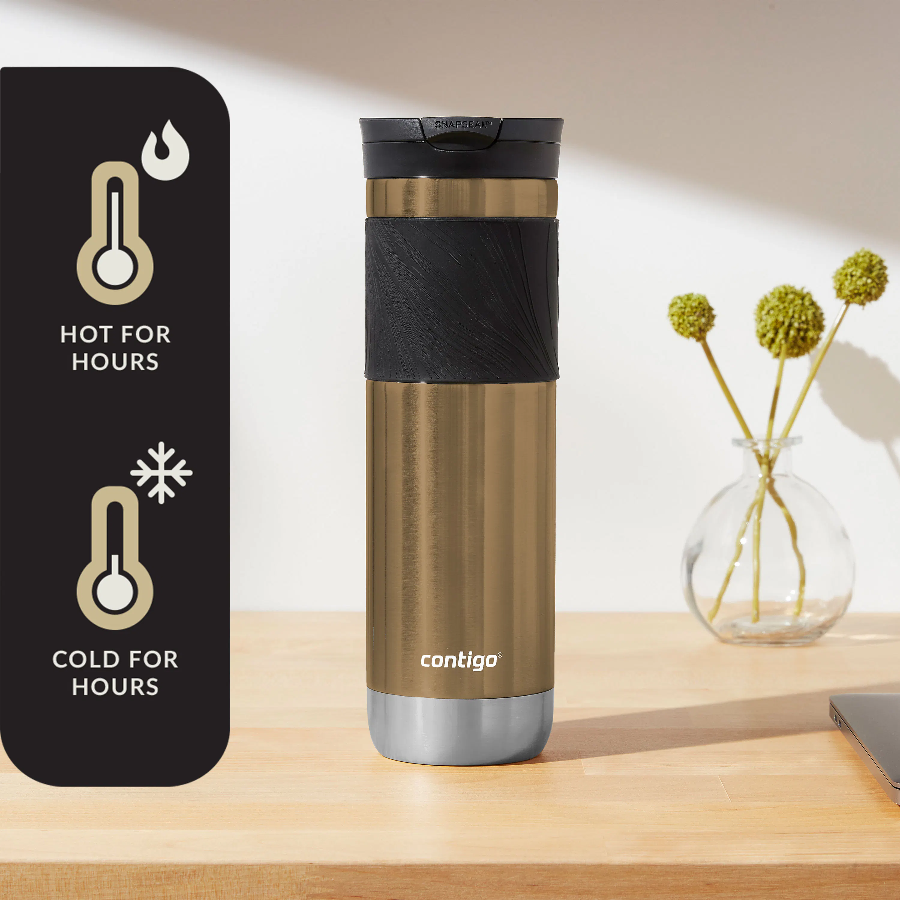 Contigo Byron 2.0 Stainless Steel Travel Mug with SNAPSEAL Lid and Grip, 24oz