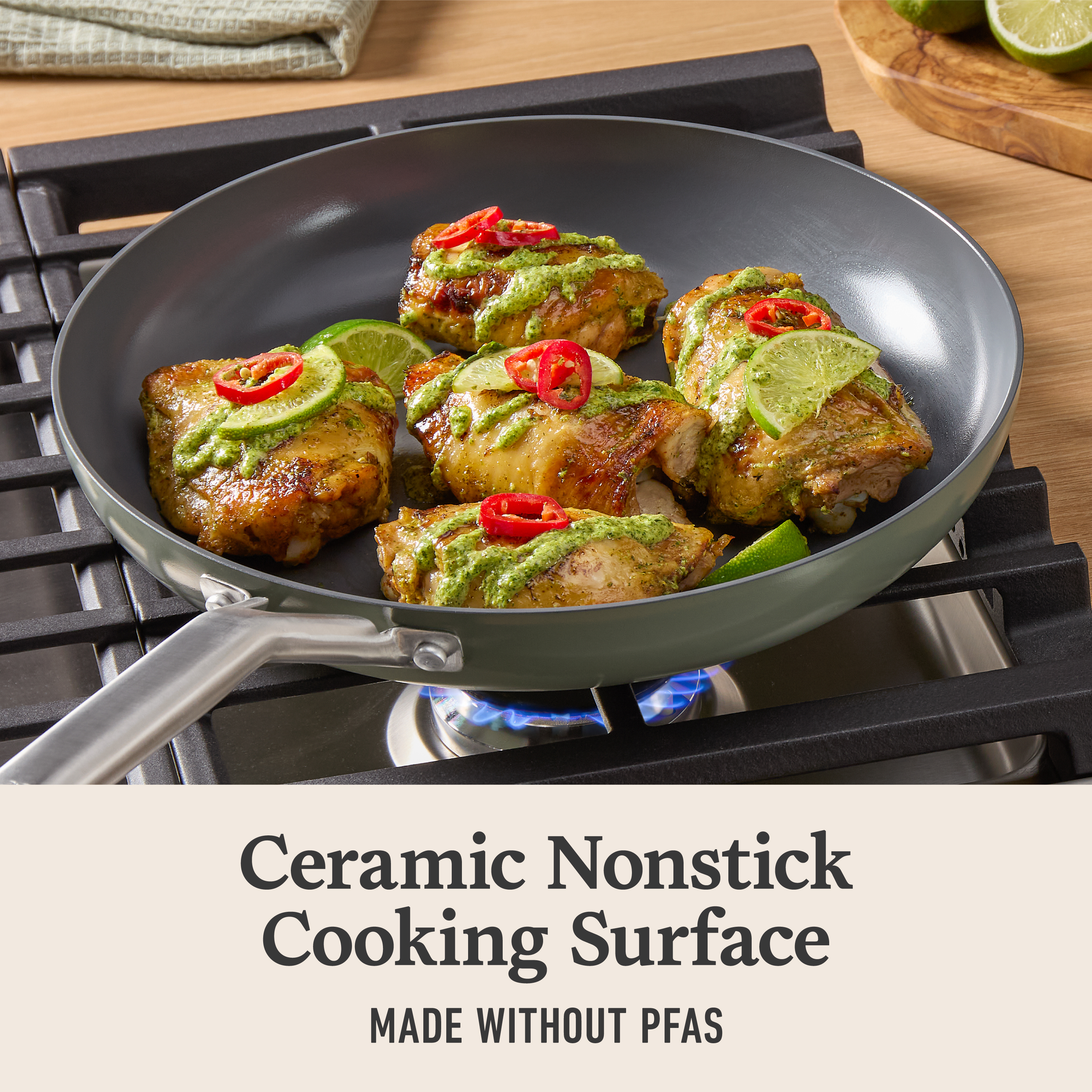 Calphalon Ceramic Nonstick 12" Frying Pan, Silver Ash - Thumbnail 3