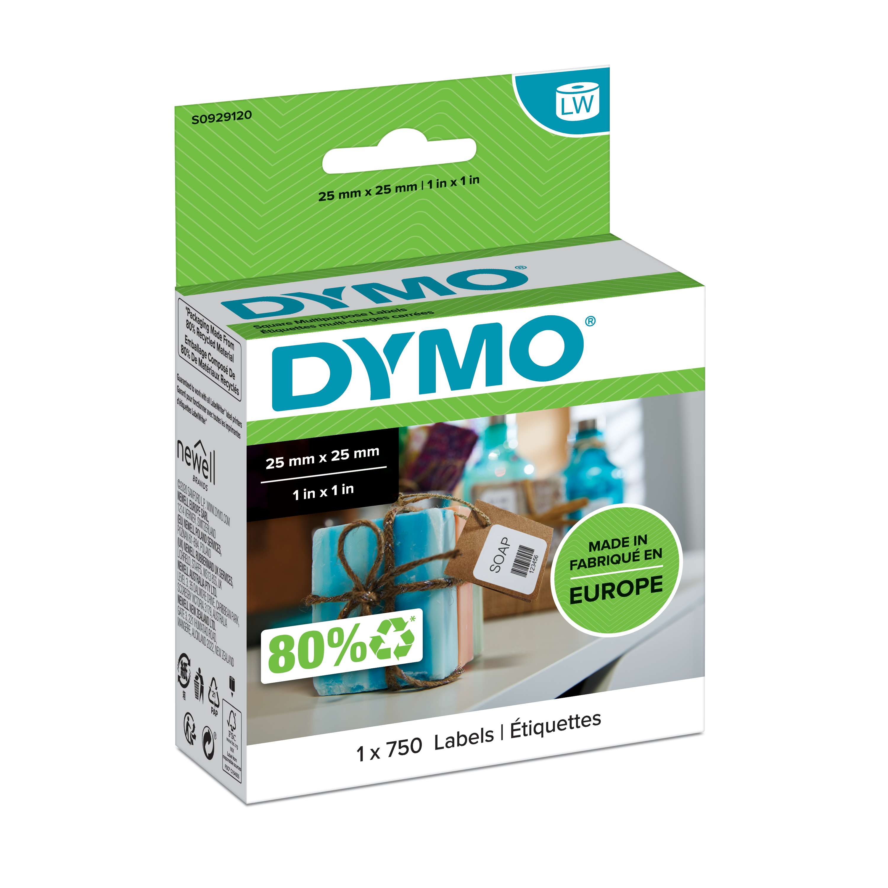 Rotolo 750 Etichette Dymo 25x25mm - Compatibile S0929120 Per Ufficio E Magazzino - Foto 9