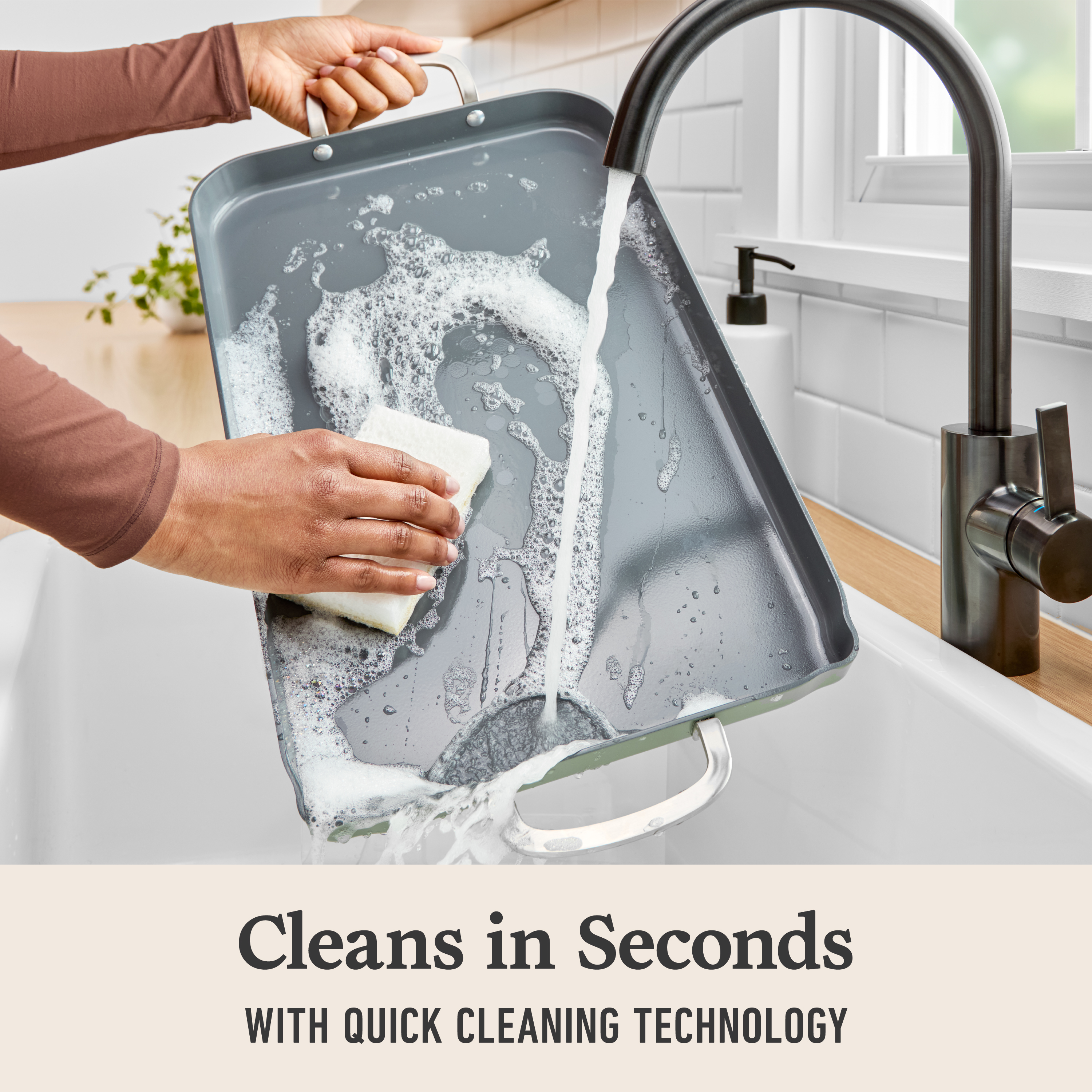 Calphalon Ceramic Nonstick Double Stovetop Griddle, Silver Ash - Thumbnail 4