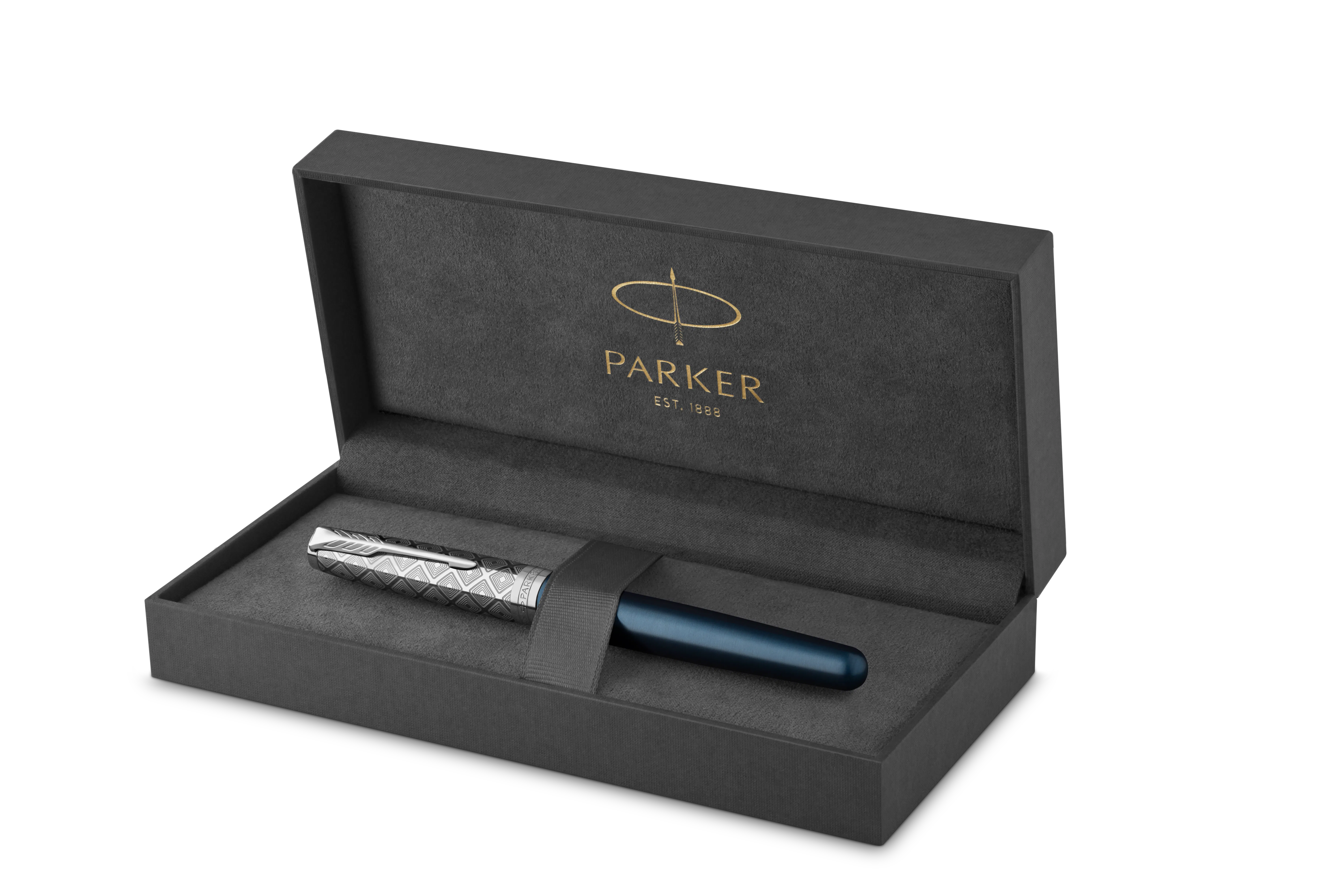 Stylo Plume Parker Laqué Bleu-vert & Capuchon Métal - Plume Moyenne, Modèle Prestige D'occasion